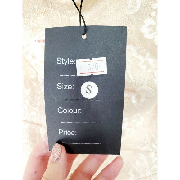 NWT Neslay Paris Cream Floral Jacquard Lace Convertible Sweetheart Dress. Size S - Picture 8 of 9